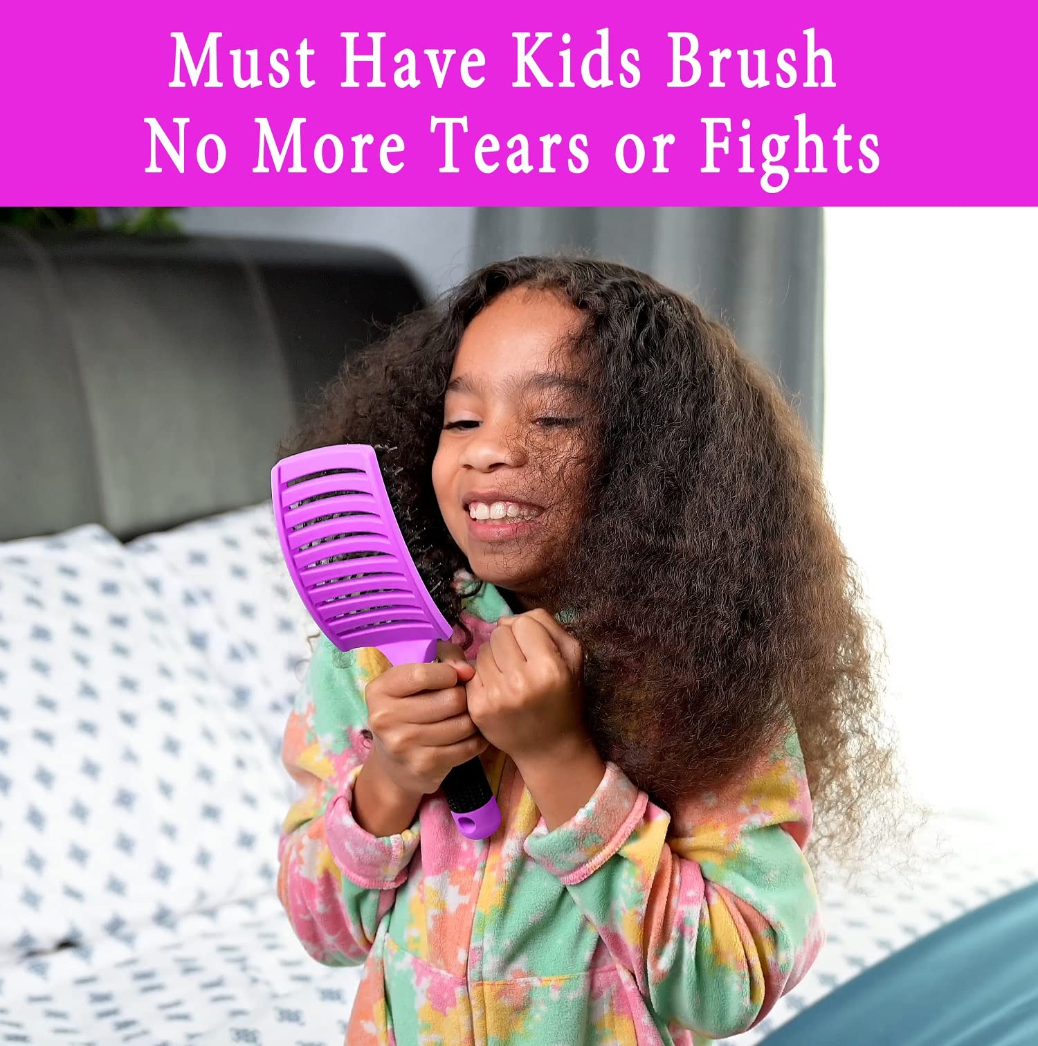 KTKUDY detangler brush on dry hair for gentle detangling and a soft finish