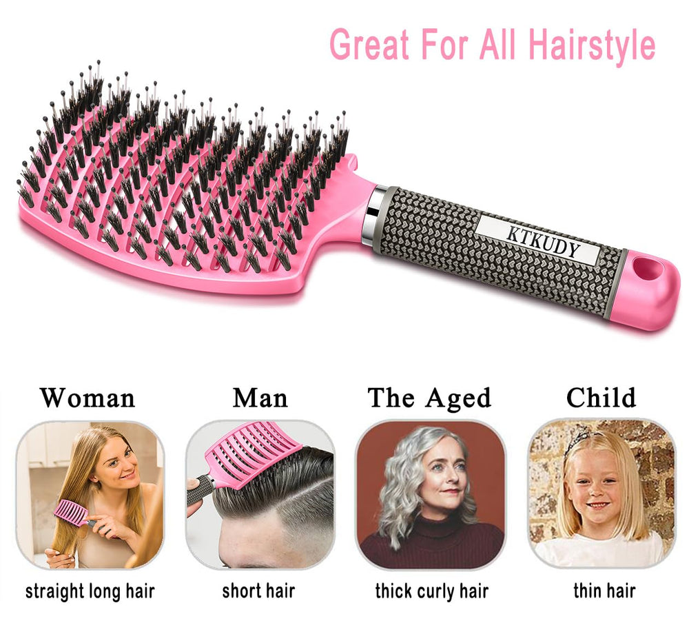 KTKUDY detangler brush creates noticeable shine by distributing natural oils through strands