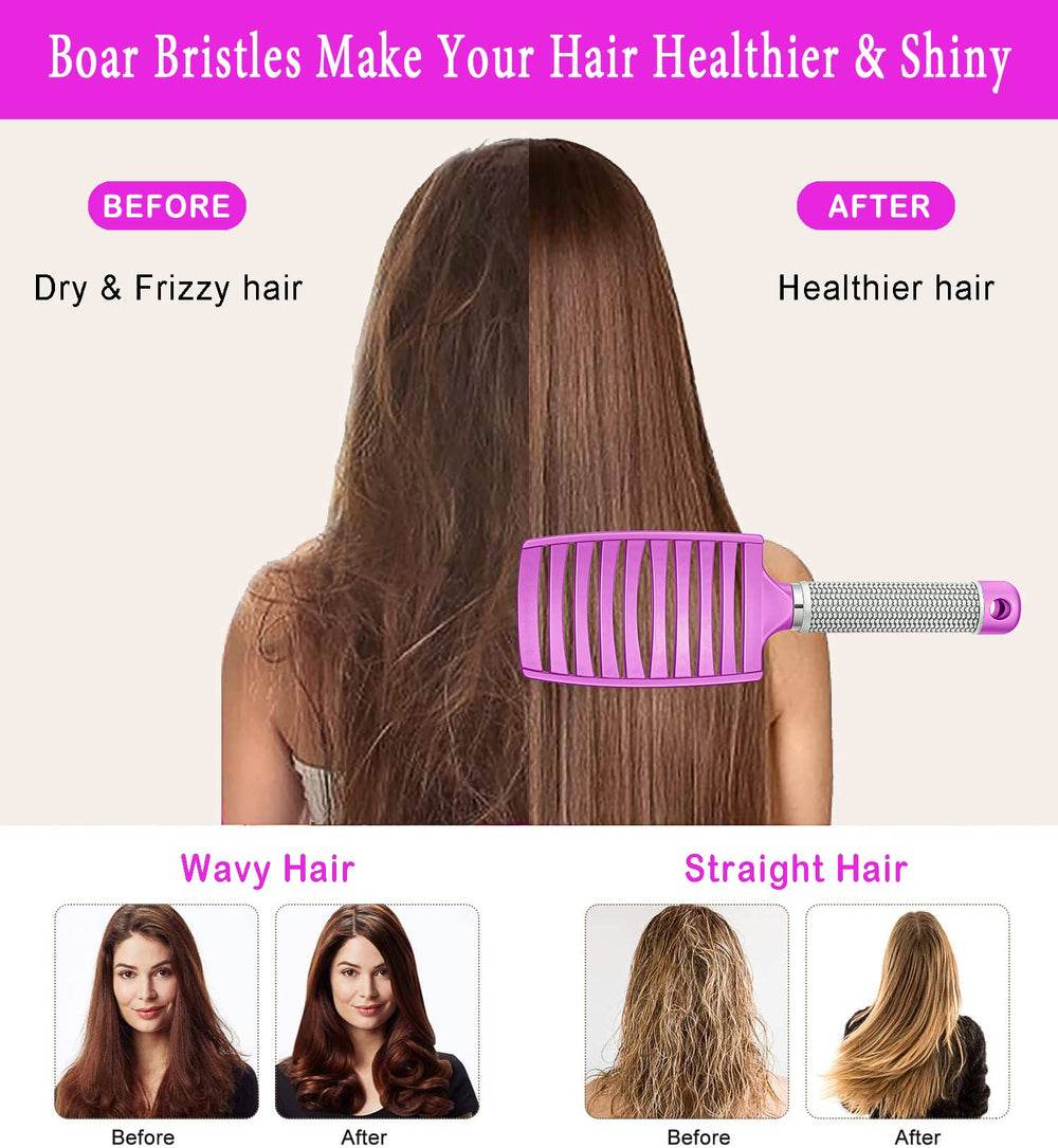 KTKUDY detangler brush wet hair use shows easy detangling on damp strands.