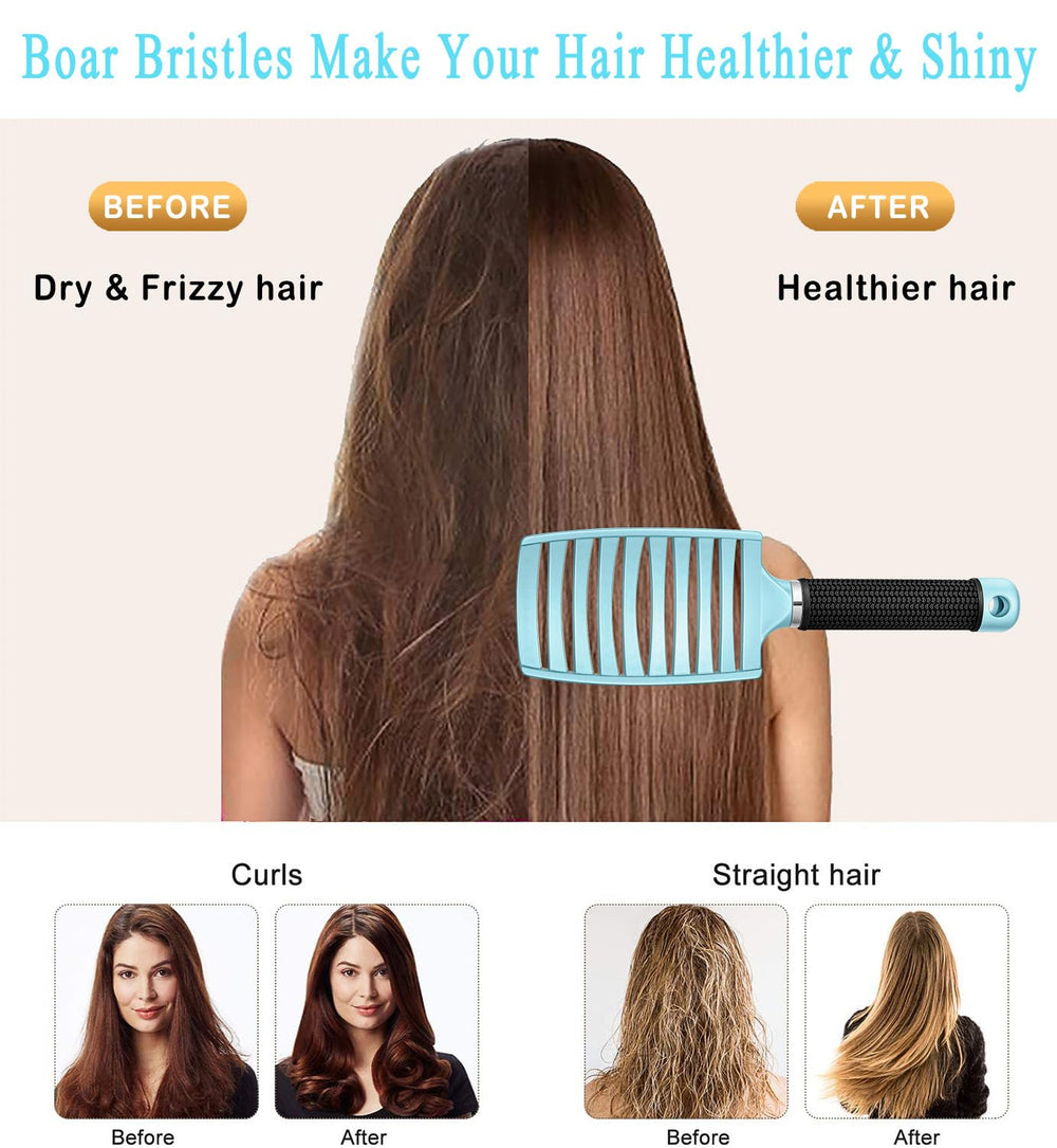 KTKUDY Detangling Brush boar bristles distribute oils for natural shine