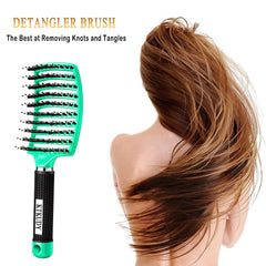 KTKUDY detangling brush boar bristles close-up for gentle detangling with less tugging.