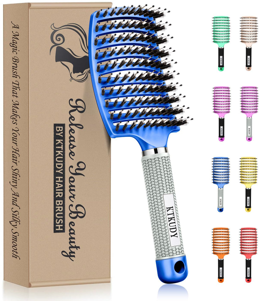 KTKUDY detangling brush with boar bristles distributes oils for healthier-looking hair