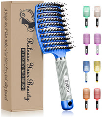 KTKUDY detangling brush with boar bristles distributes oils for healthier-looking hair