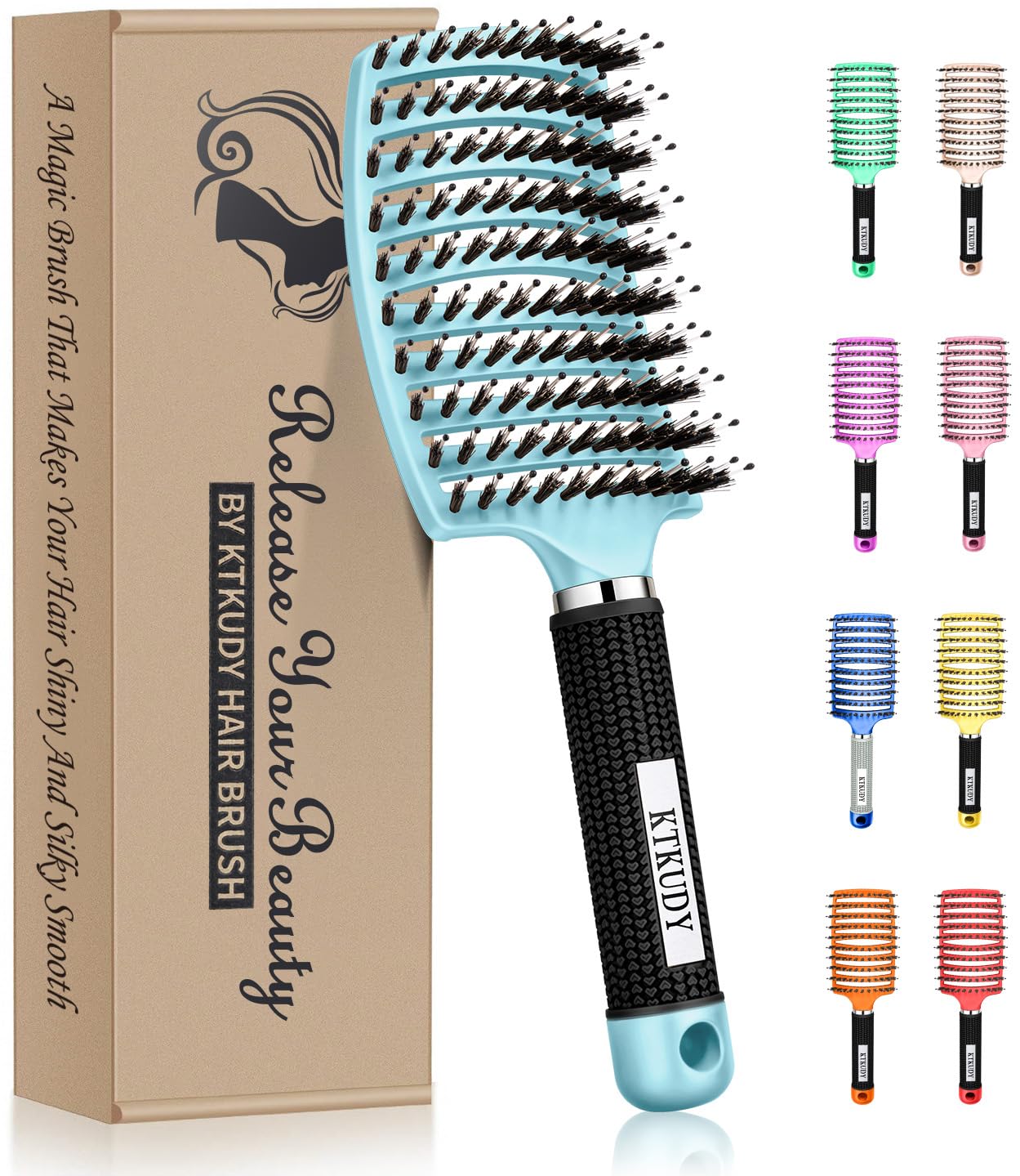 KTKUDY Detangling Brush curved vented design for smooth detangling