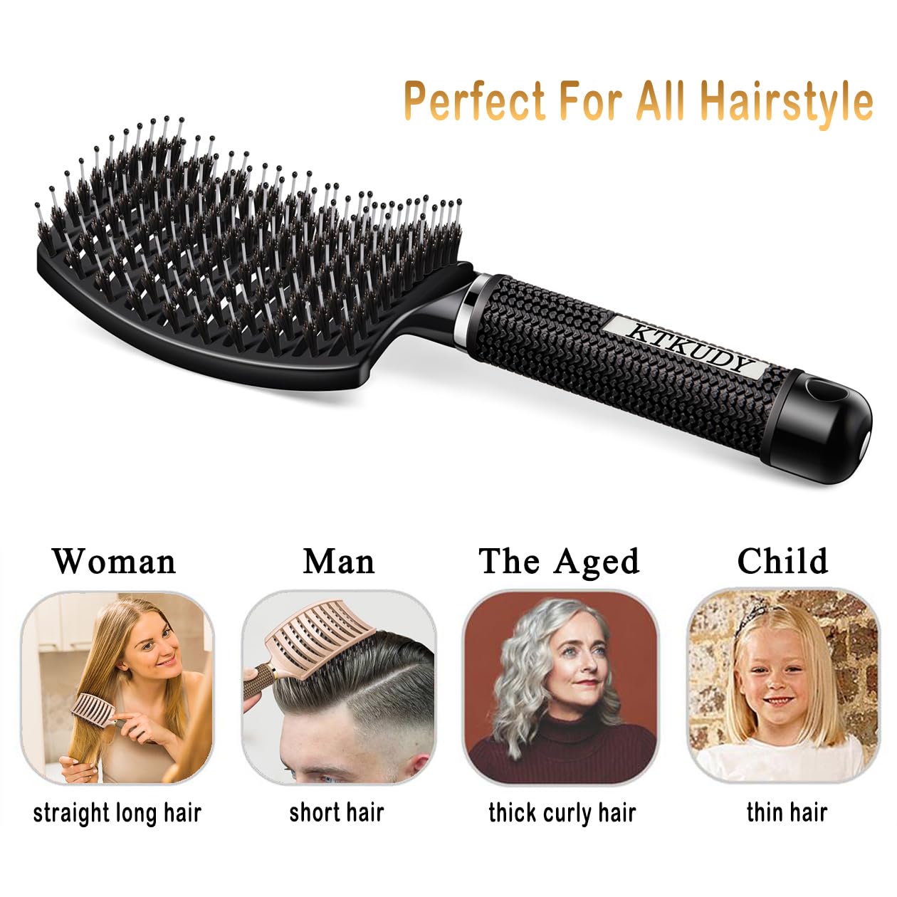KTKUDY detangling brush morning routine shot, effortless grooming for all hair types