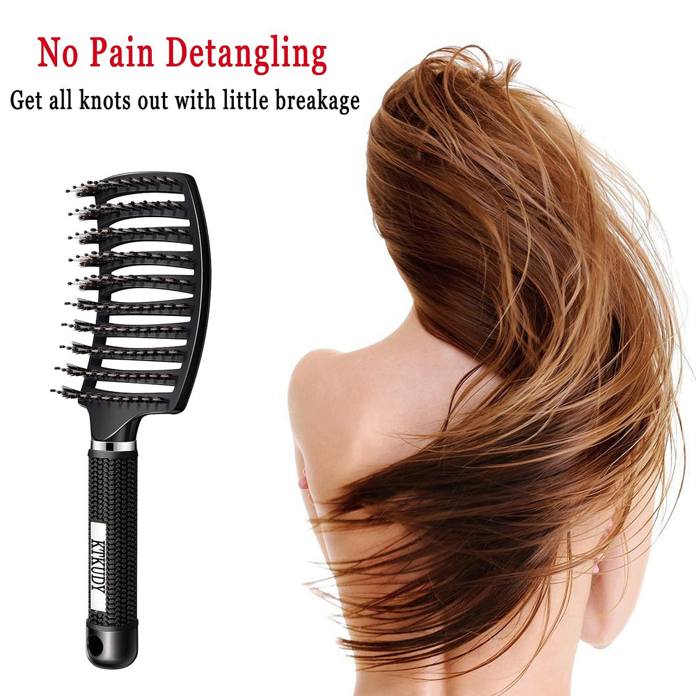 KTKUDY detangling brush distributes scalp oils for healthier-looking shine.