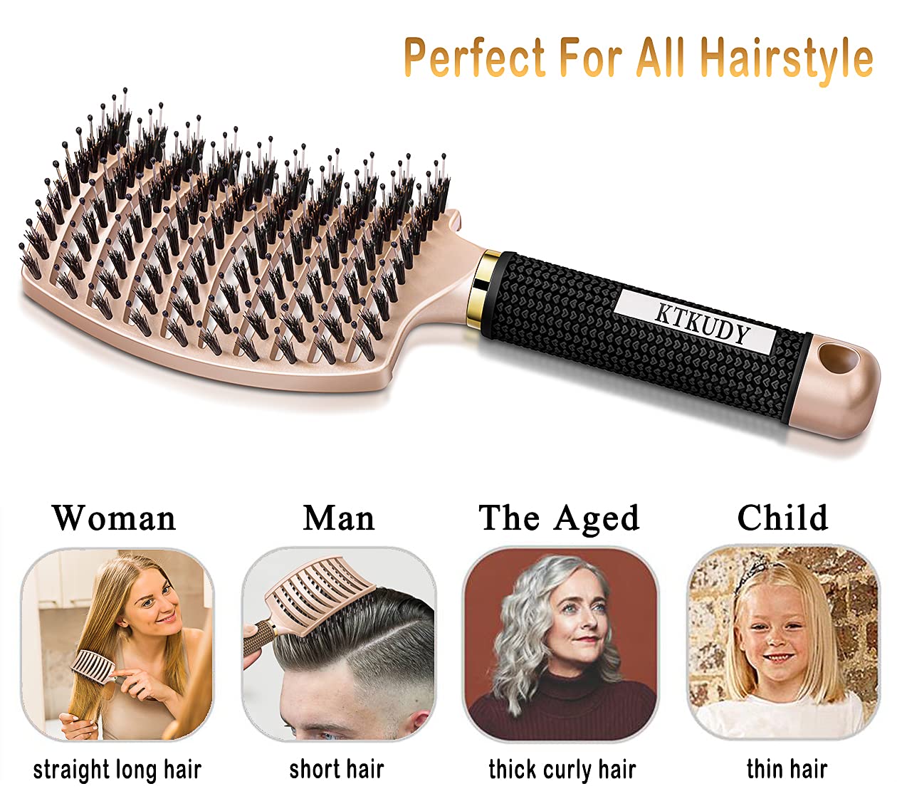 KTKUDY detangling brush provides pain-free brushing for kids and adults