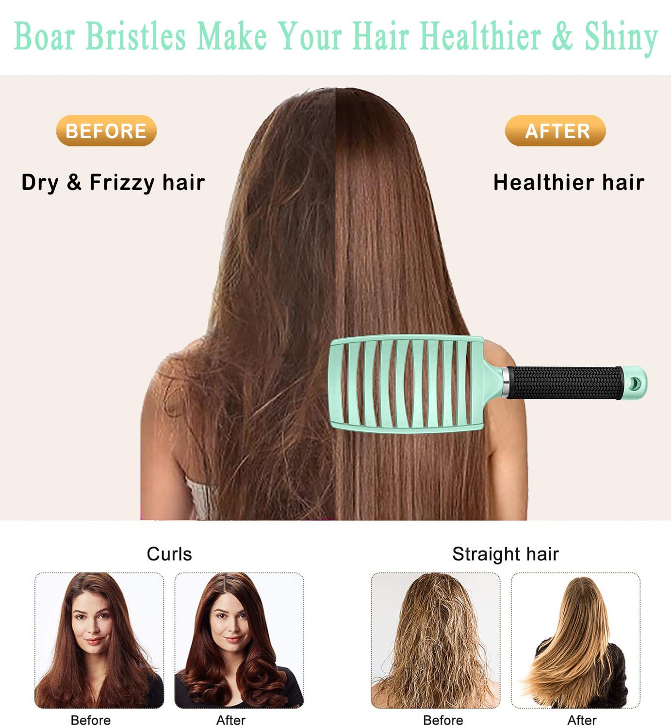 KTKUDY detangling brush vented-design speeds drying and minimizes tugging.