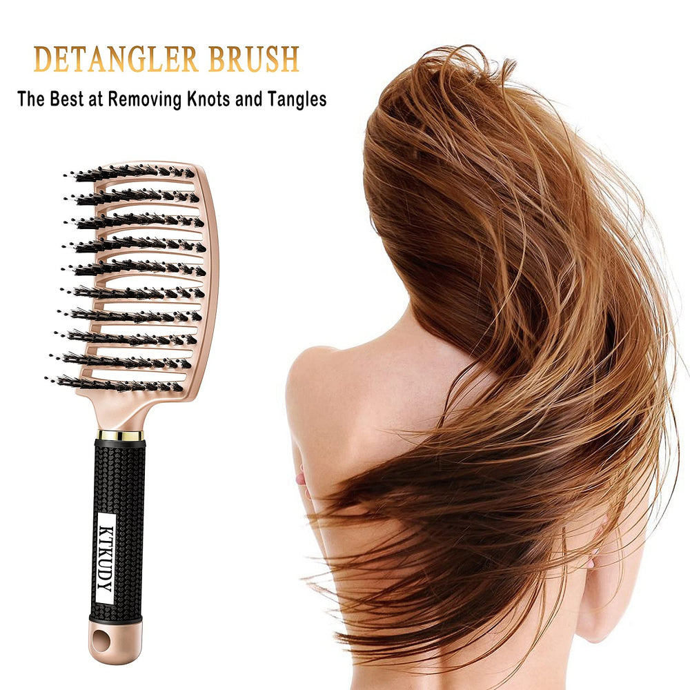KTKUDY detangling brush used on wet or dry hair to prevent breakage