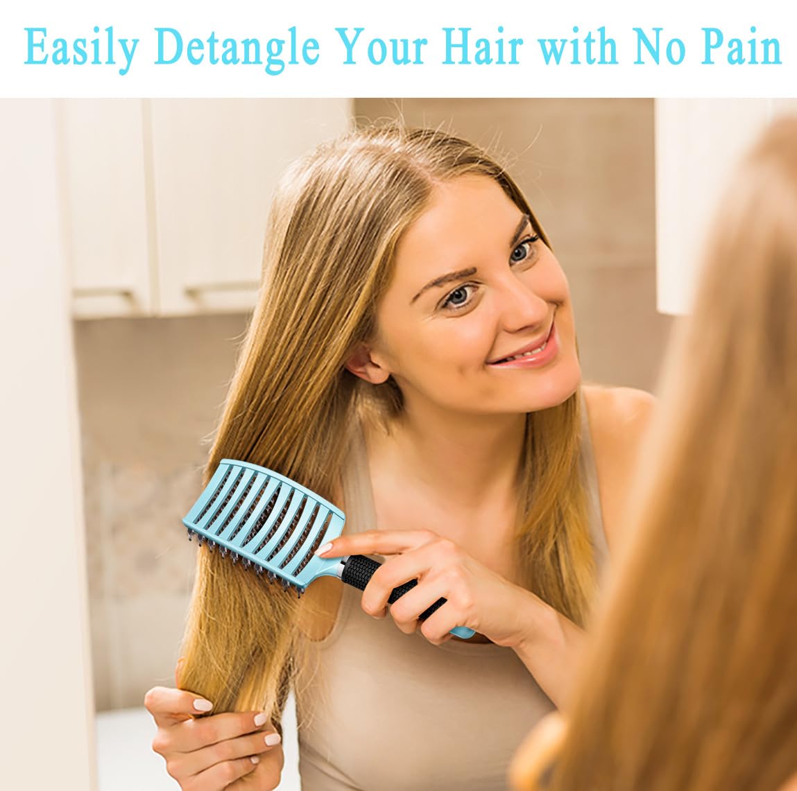 KTKUDY Detangling Brush ergonomic curved handle for comfortable use