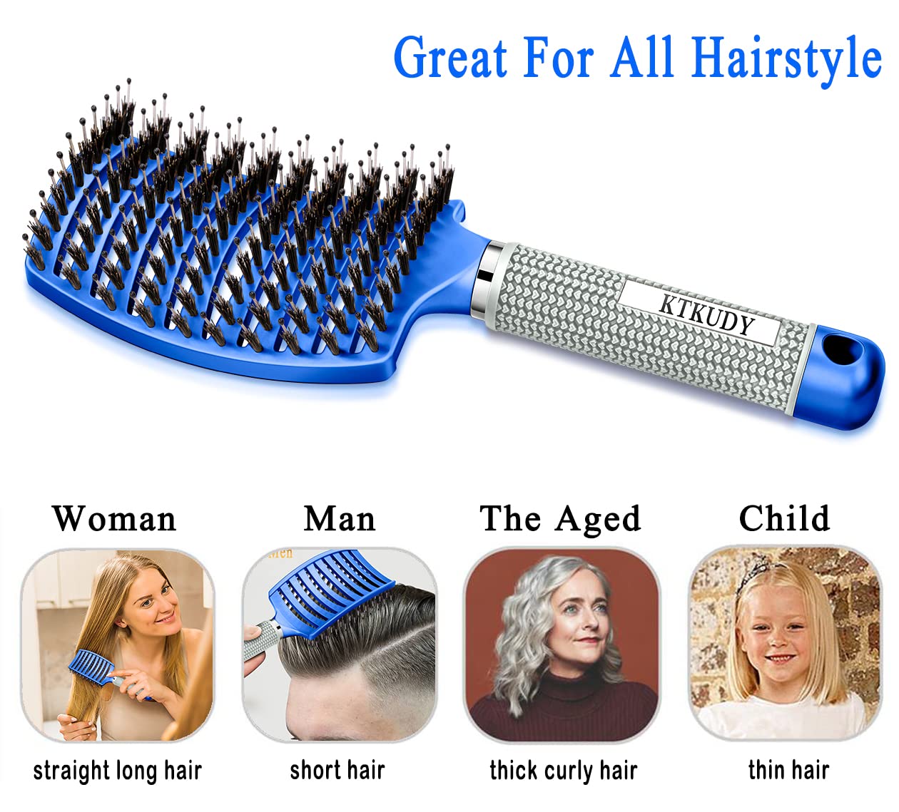 KTKUDY hair brush adds natural shine by spreading scalp oils