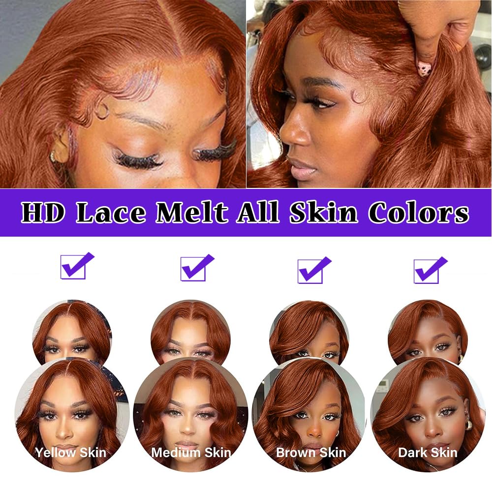 KTOOYKE Auburn-colored lace-front wig ideal for weddings and events