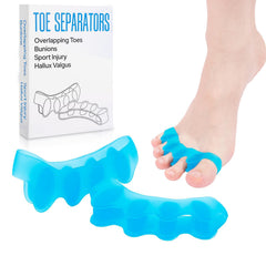 KTSAY toe spacers blue pair in use for toe alignment and comfort during yoga
