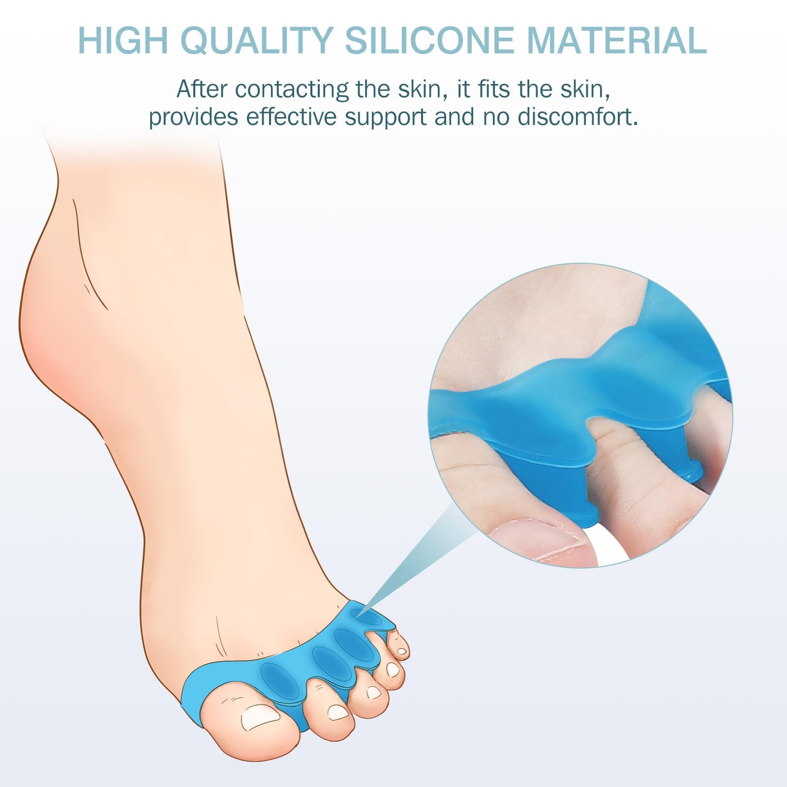 KTSAY toe spacers blue with pedicure setup demonstrates versatility and easy wear