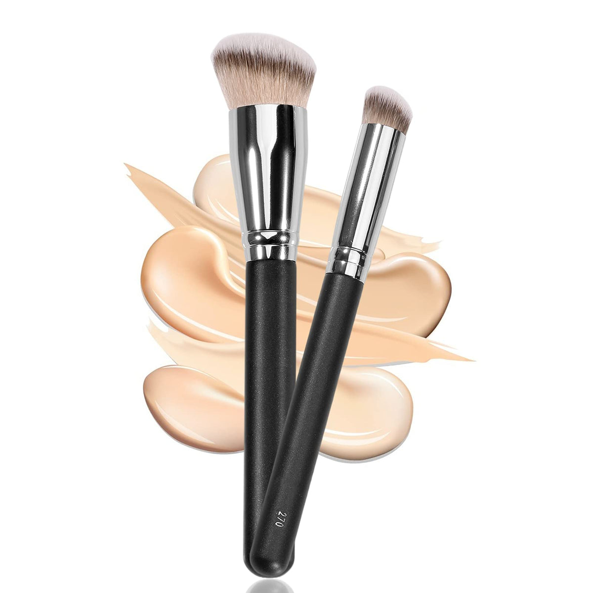 Kugge under-eye concealer brush close-up shows soft bristles for precise coverage.