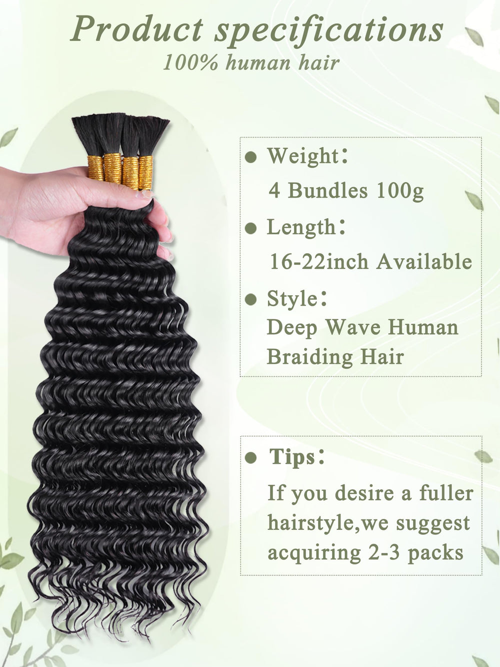 KULYMUWIG Brazilian virgin human hair no-weft for natural boho braids.