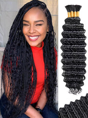 KULYMUWIG bulk braiding hair deep wave 18inch 100g for long, voluminous braids.