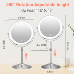 KuMers lighted makeup mirror three color lights for versatile skin tone viewing
