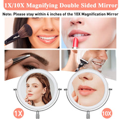 KuMers lighted makeup mirror 360 rotation and height adjust for ergonomic setup