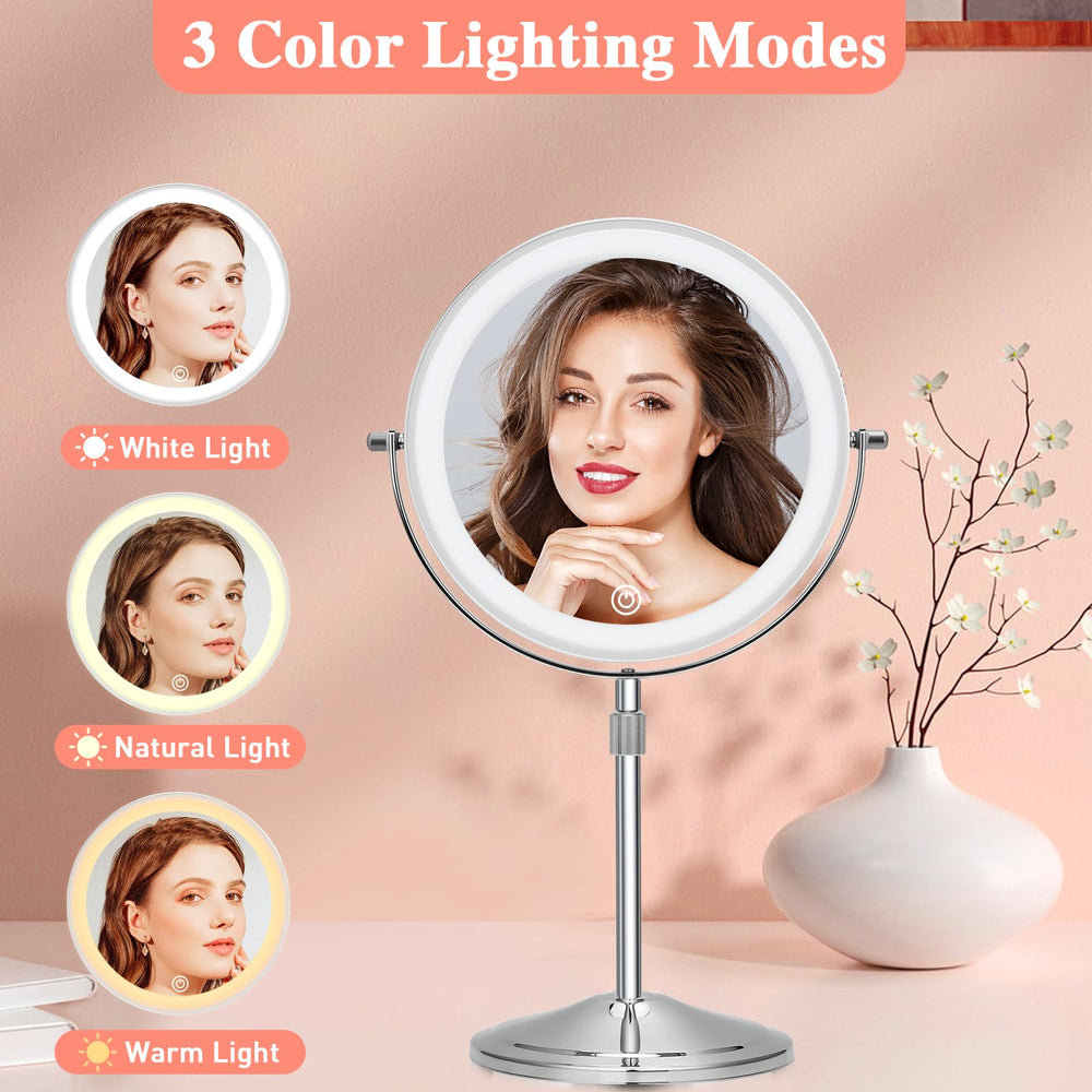 KuMers rechargeable makeup mirror with USB charging for cordless use