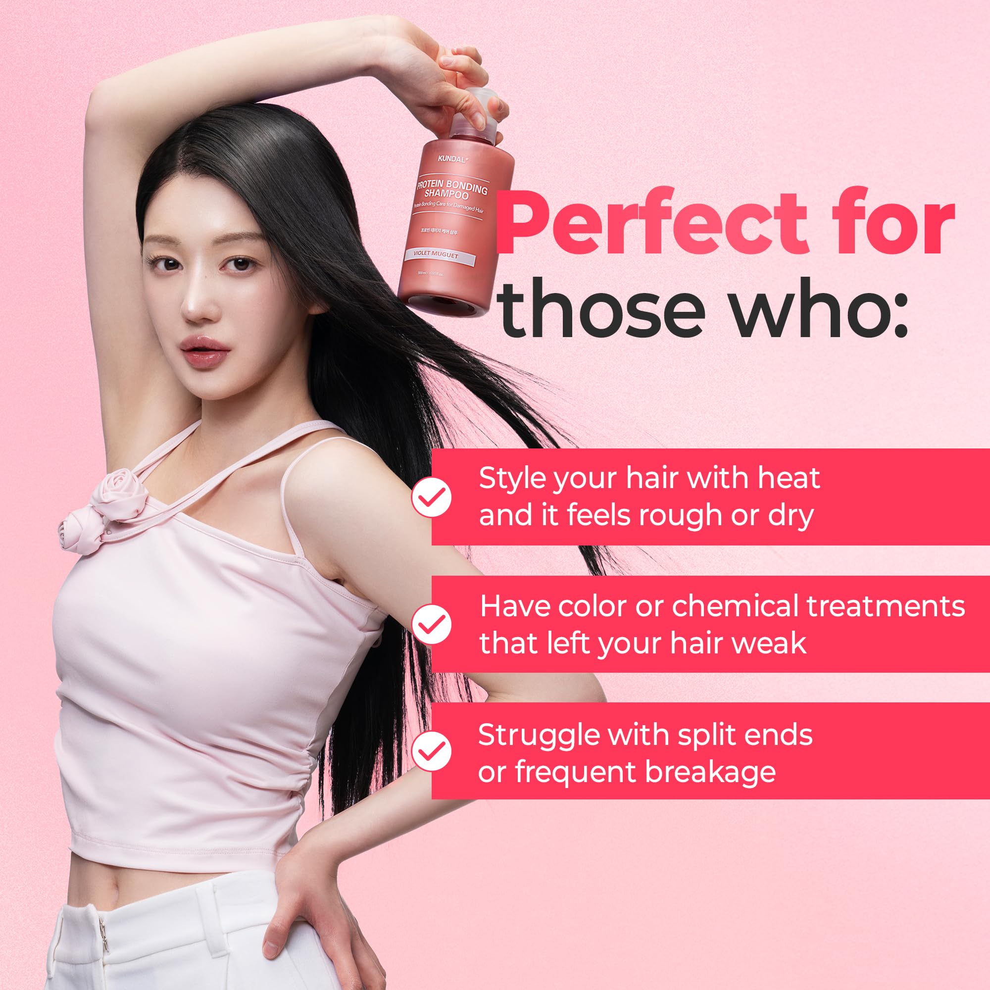 KUNDAL damaged hair strands before and after, illustrating repair emphasis