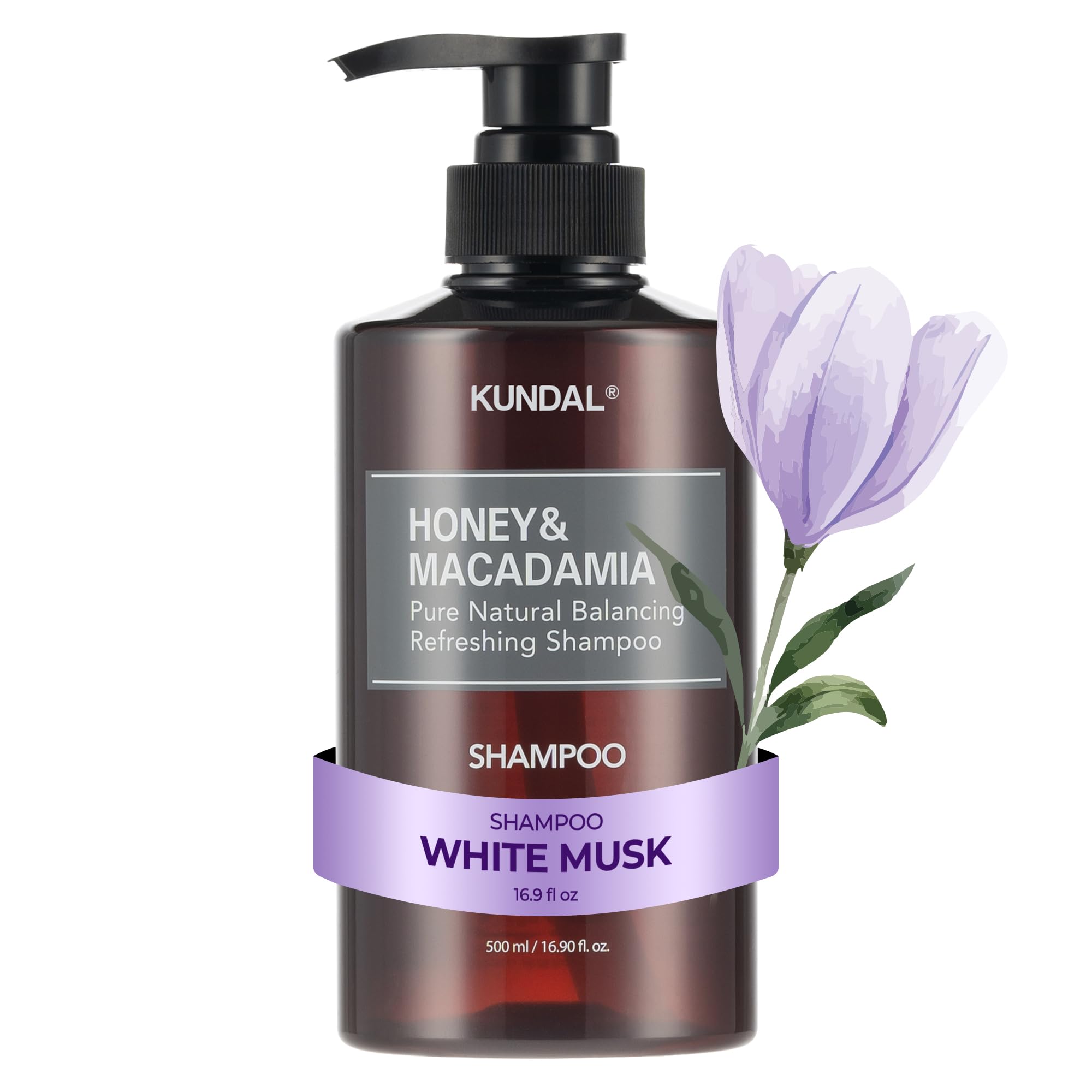 KUNDAL Honey & Macadamia shampoo bottle with nourishing formula for smoother hair