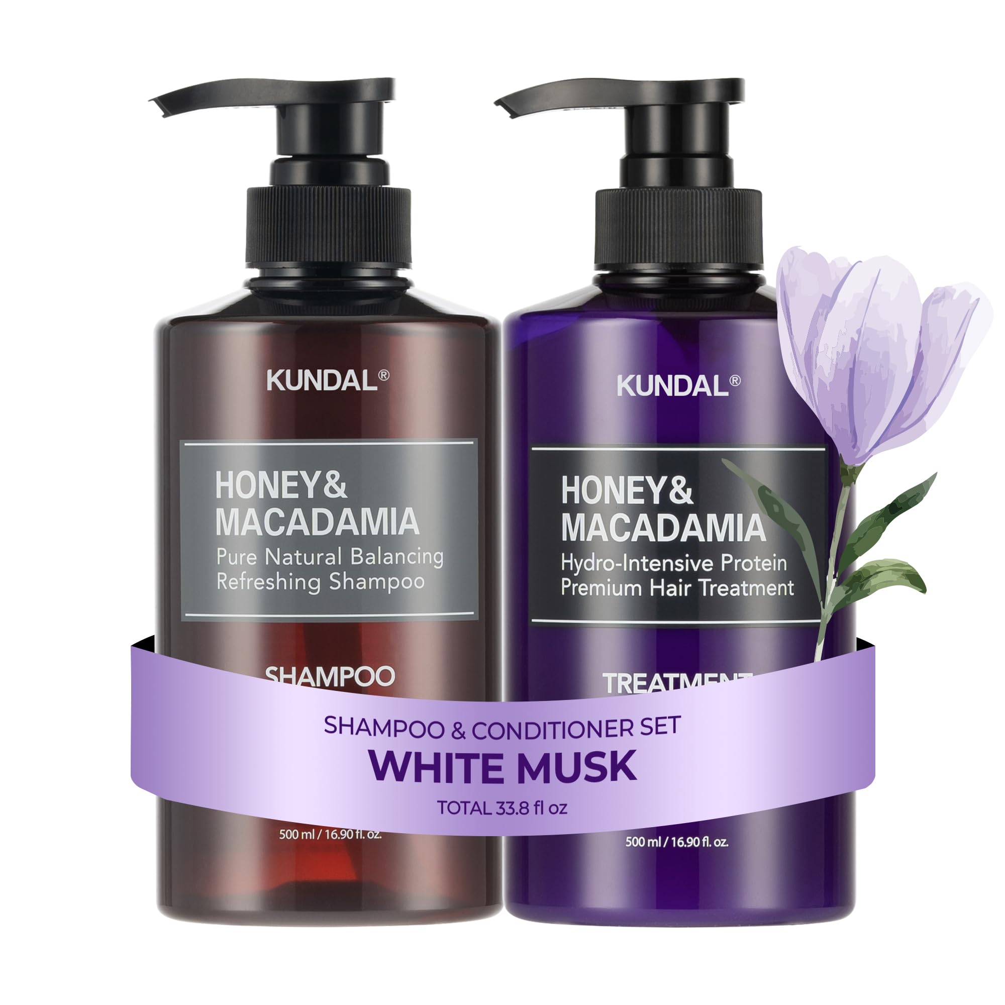 KUNDAL White Musk shampoo bottle showcasing long-lasting scent for daily use