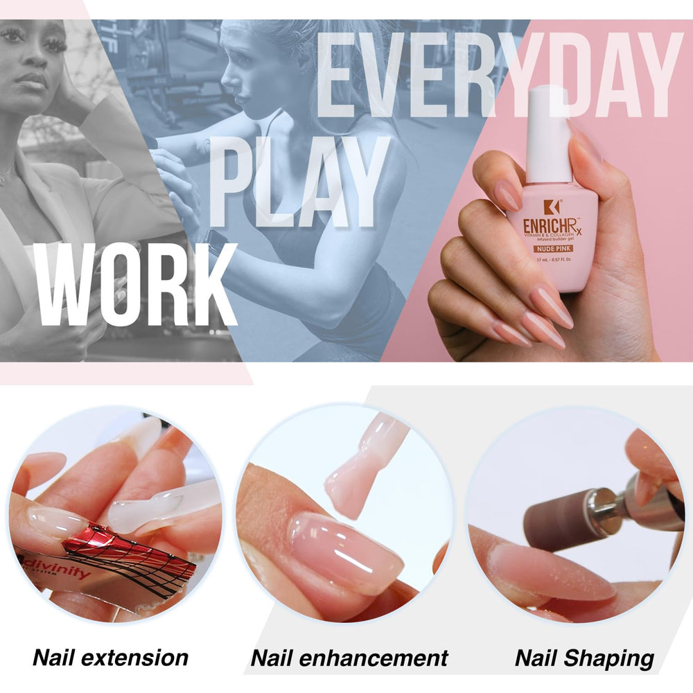 KUPA GelFinity EnrichRx applies smoothly to nails, building structure.