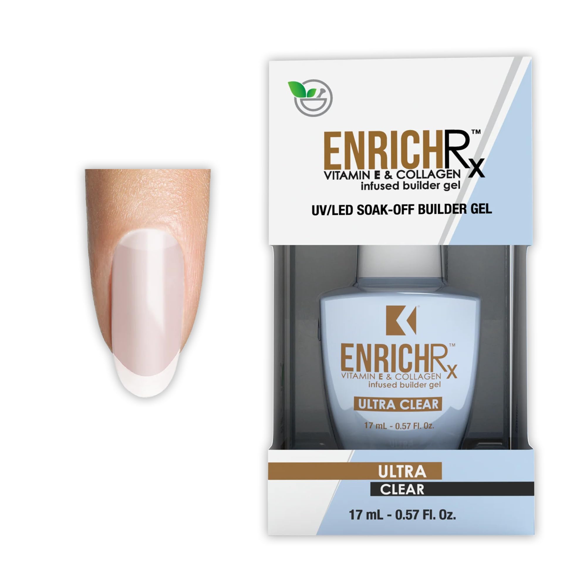 KUPA GelFinity EnrichRx bottle, ultra-clear formula for durable nails.