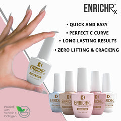Nail swatch shows ENRICHRx building natural-looking length and strength.