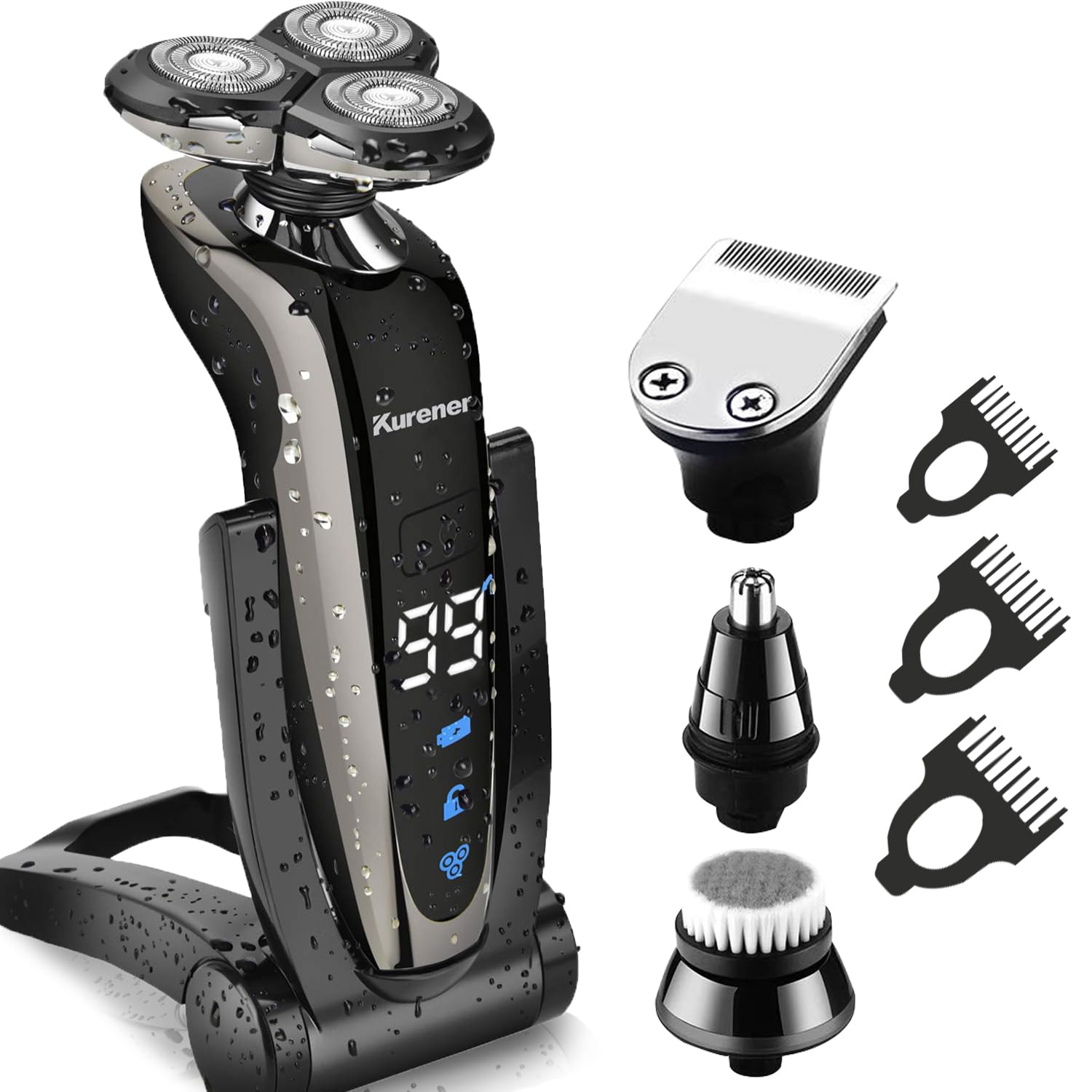 Kurener electric shaver showing close shave along facial contours for smooth skin