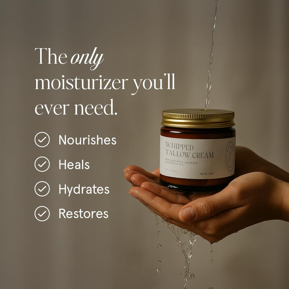 KUSHI organic lavender oil application demonstrates calming aroma for skin care