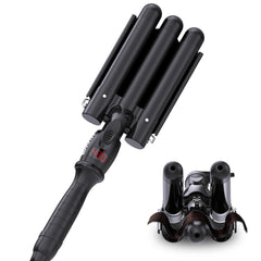 kuwa crimper hair tool three-barrel waves demonstrate beach-ready texture