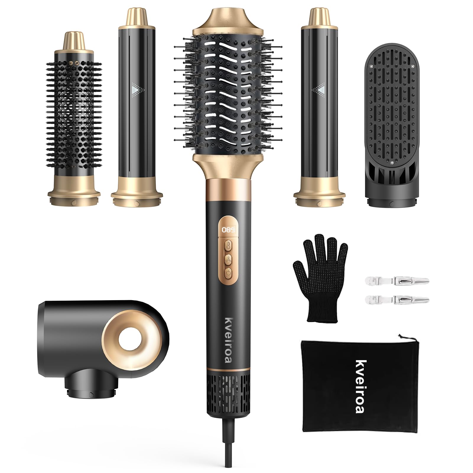 Kveiroa 6-in-1 hot air brush attachments for versatile styling and drying