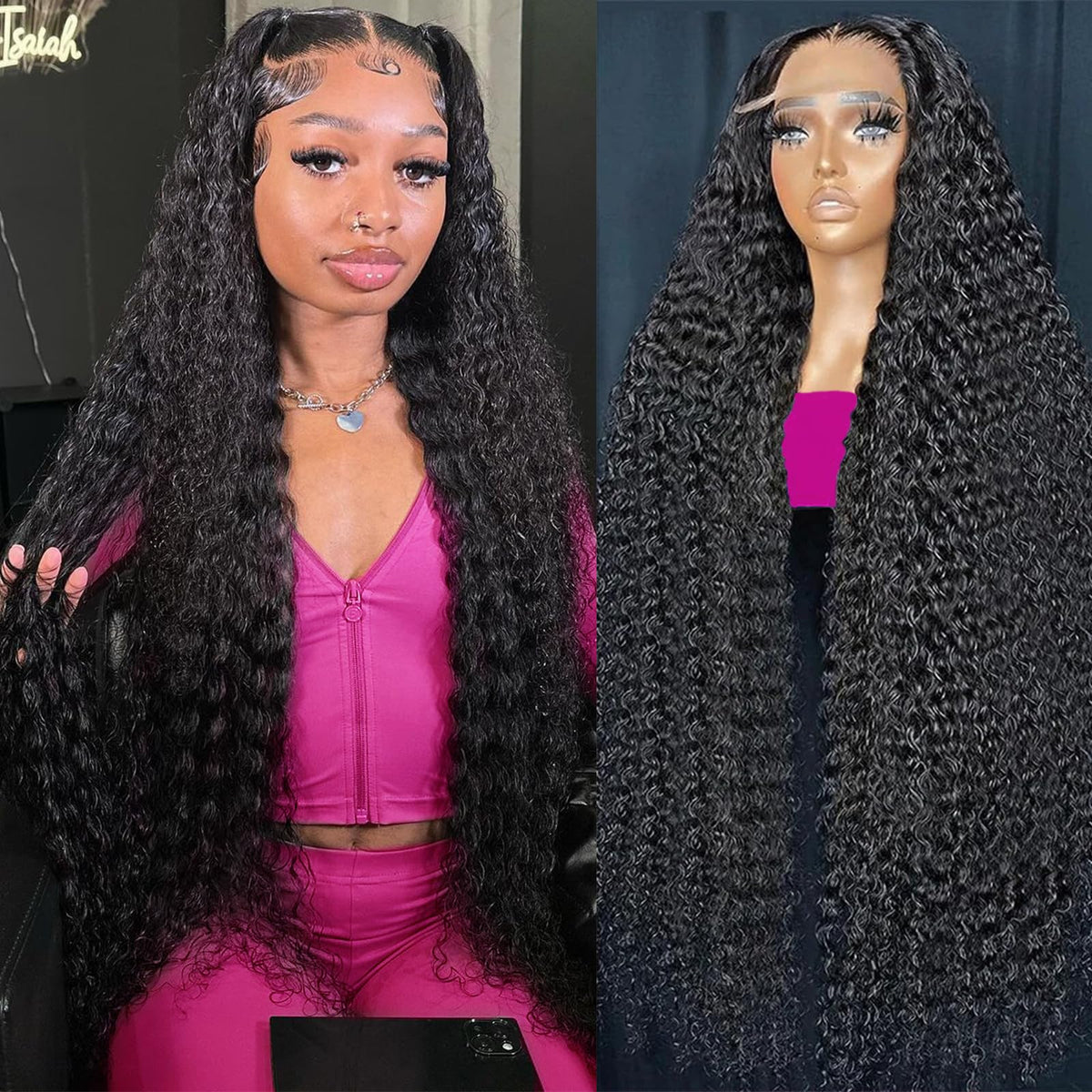 KVFCT deep wave wig front view shows natural hairline for everyday confidence