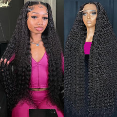 KVFCT deep wave wig front view shows natural hairline for everyday confidence