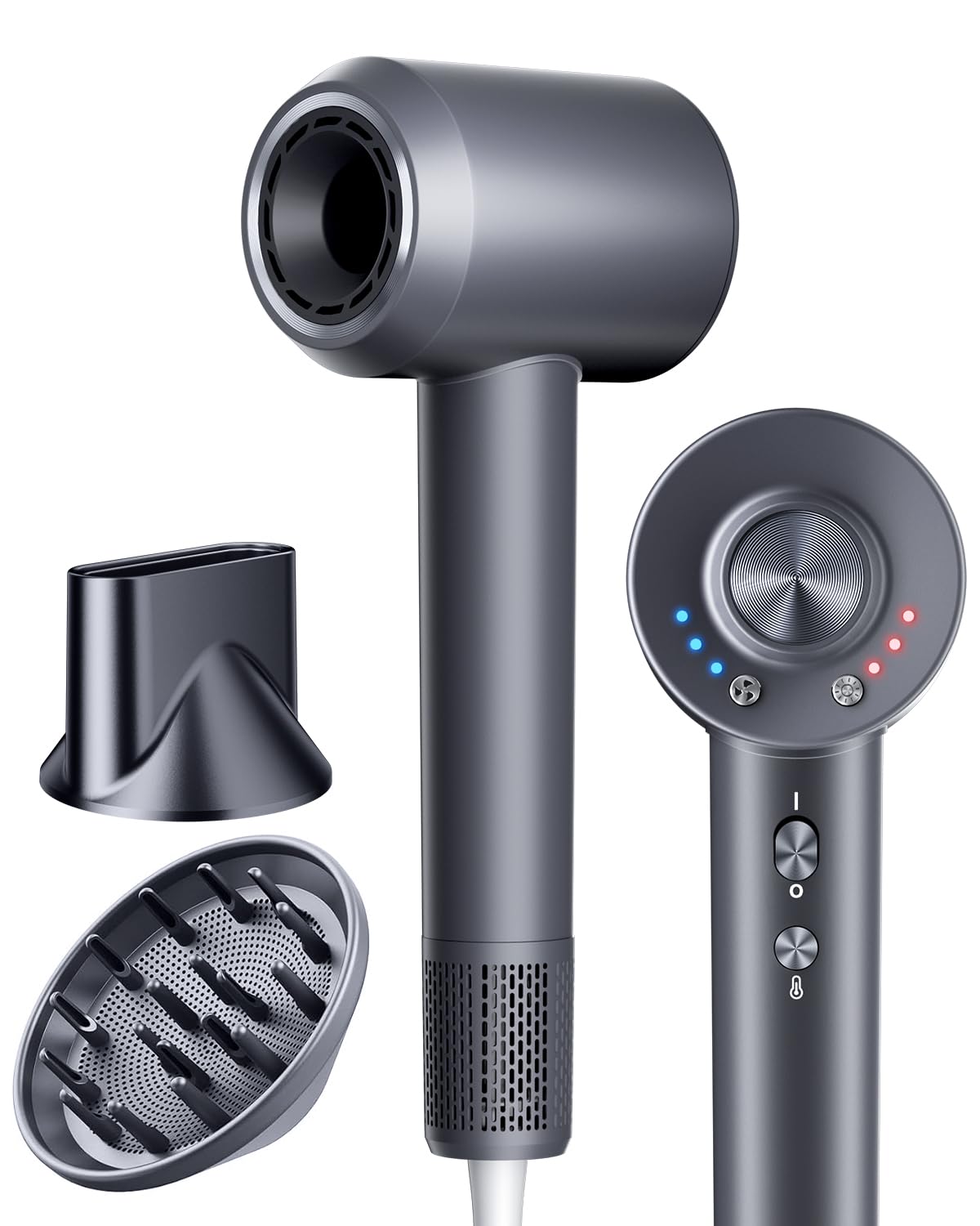 KVINEEN hair dryer front view shows fast-drying performance for salon-like results.