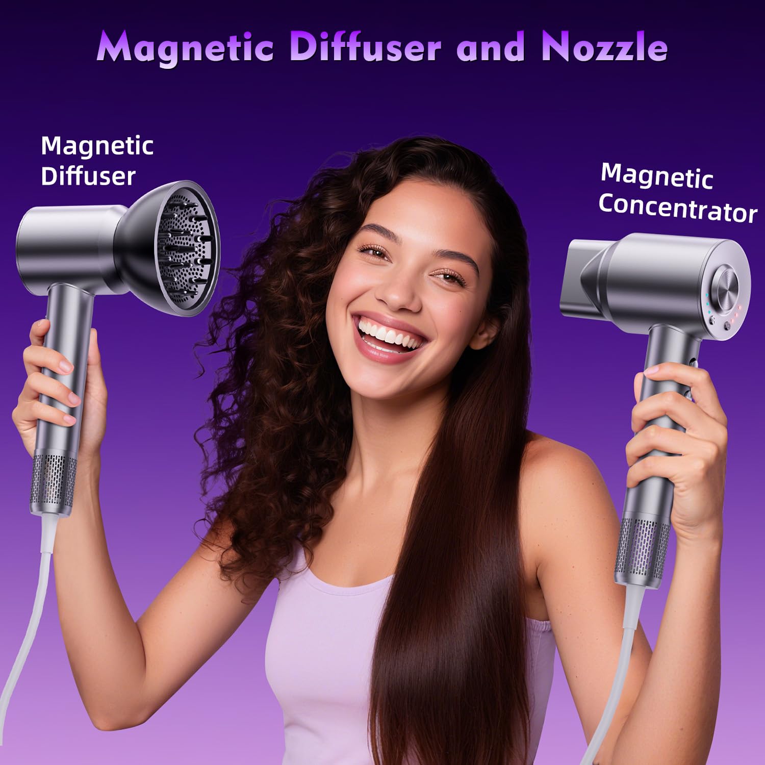 KVINEEN hair dryer quiet operation promises low-noise use at 45 dB.
