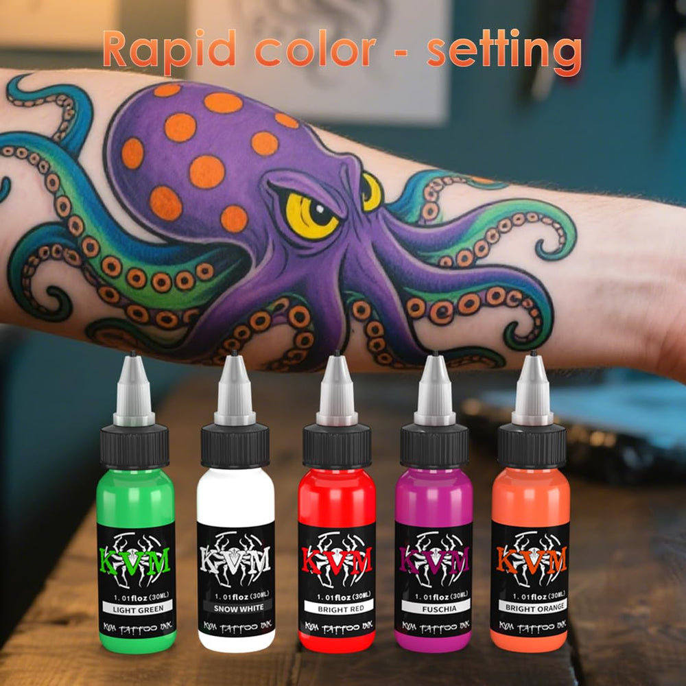 KVM tattoo ink set lab environment emphasizes dust-free production standards.