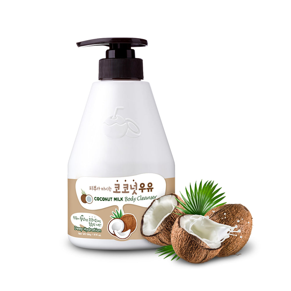 Kwailnara Coconut Milk Body Wash bottle; hydrating cleanse for refreshing showers.