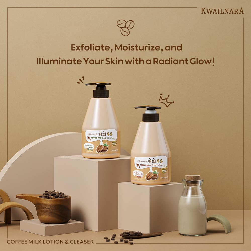 Kwailnara Coffee Milk Body Wash foam-lather highlighting creamy texture for gentle exfoliation