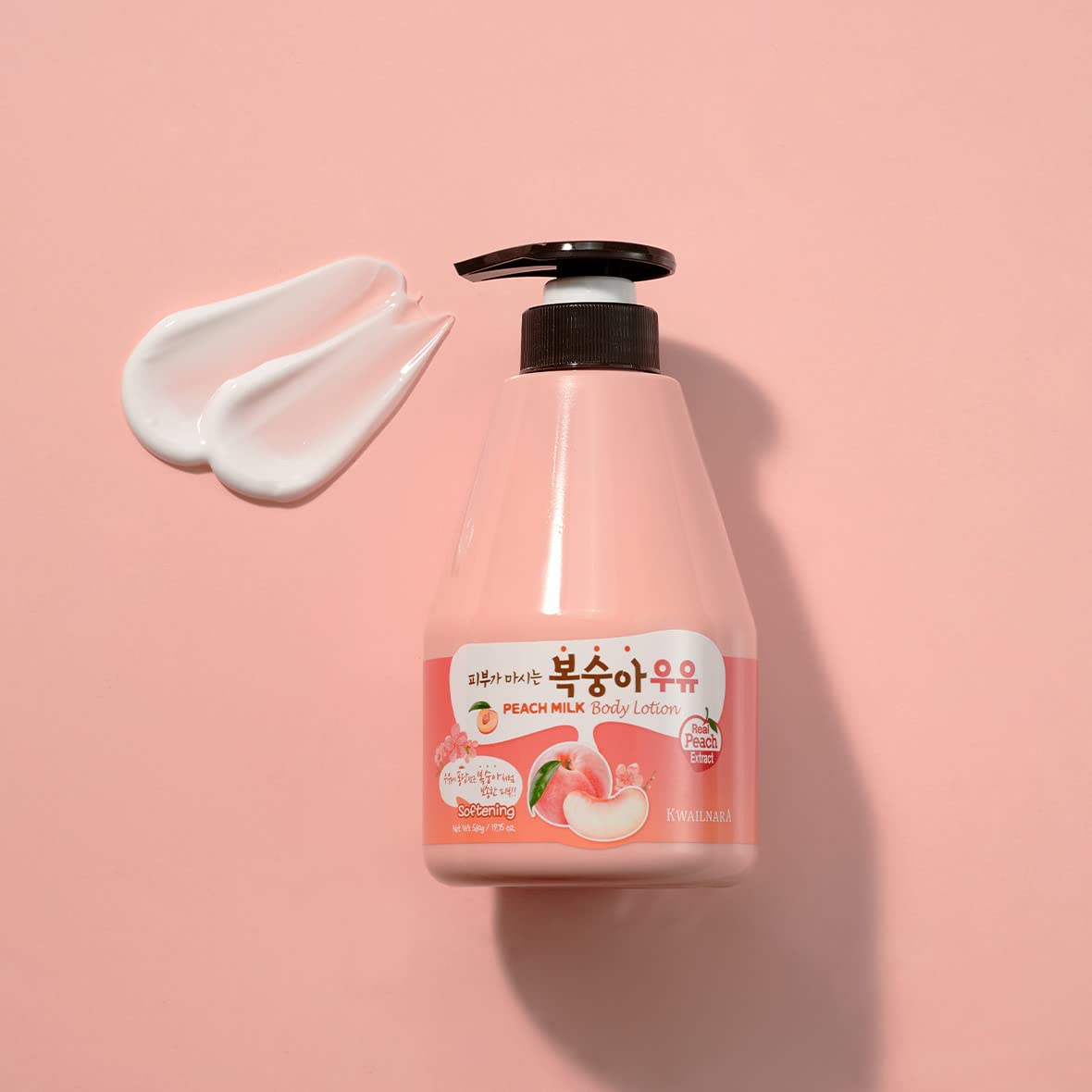 Kwailnara Peach Milk Lotion in-use hand application for soft skin