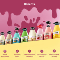 Kwailnara WELCOS Rice Milk Body Lotion texture closeup shows non-greasy finish