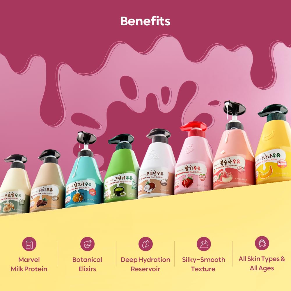 Kwailnara Welcos strawberry milk body lotion application on skin