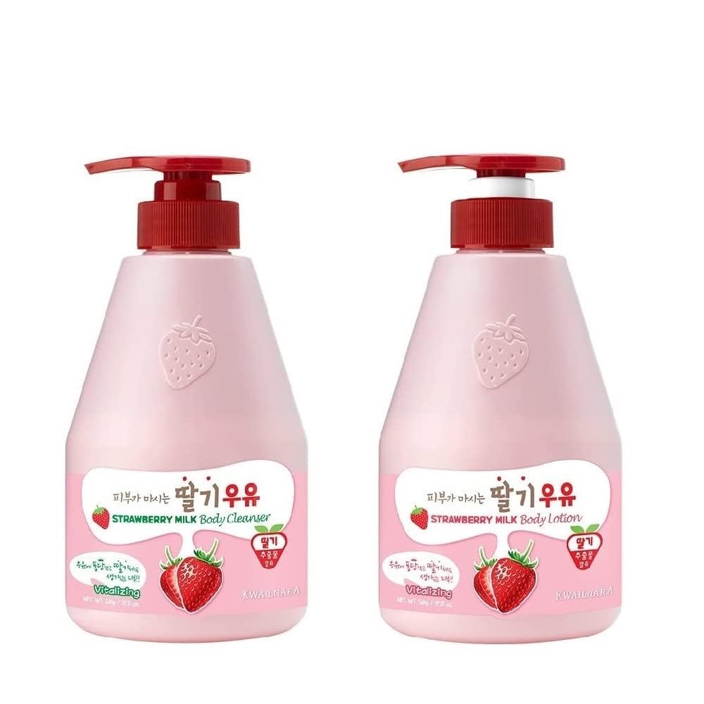Kwailnara Welcos strawberry milk body wash pump bottle for hydrating cleansing