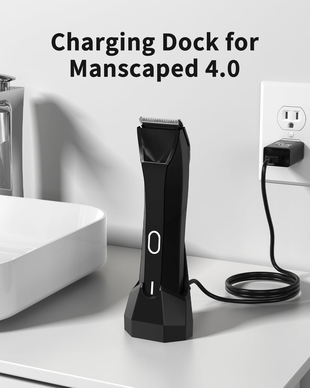 KWRNVO Manscaped 4.0 charger dock compatibility close-up with snug fit.