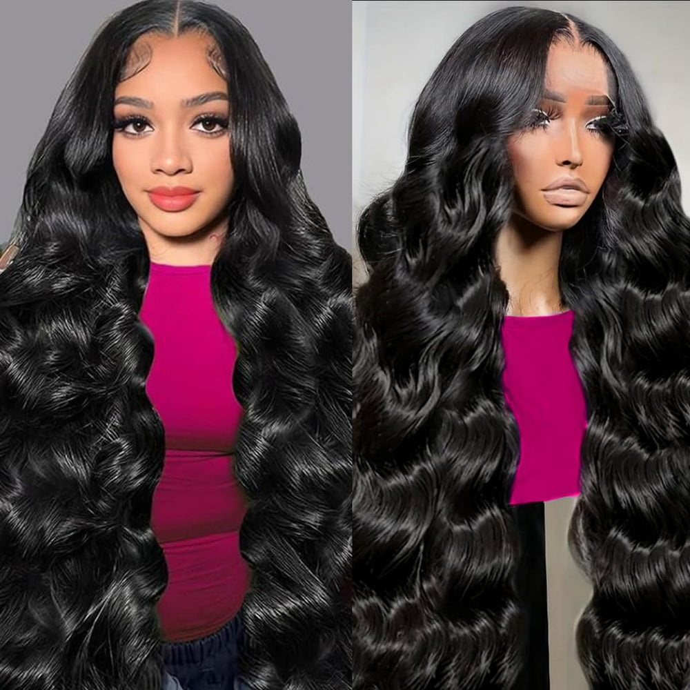 KXBKXB 30 inch body wave lace front wig front view for natural parting and seamless hairline
