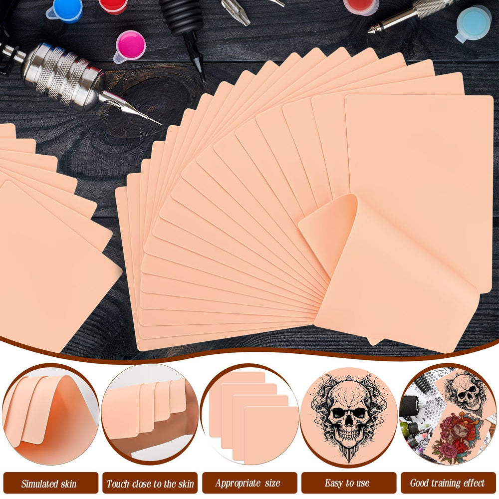 KXCOFTXI tattoo skin 20-piece set provides realistic texture for steady line-work practice.