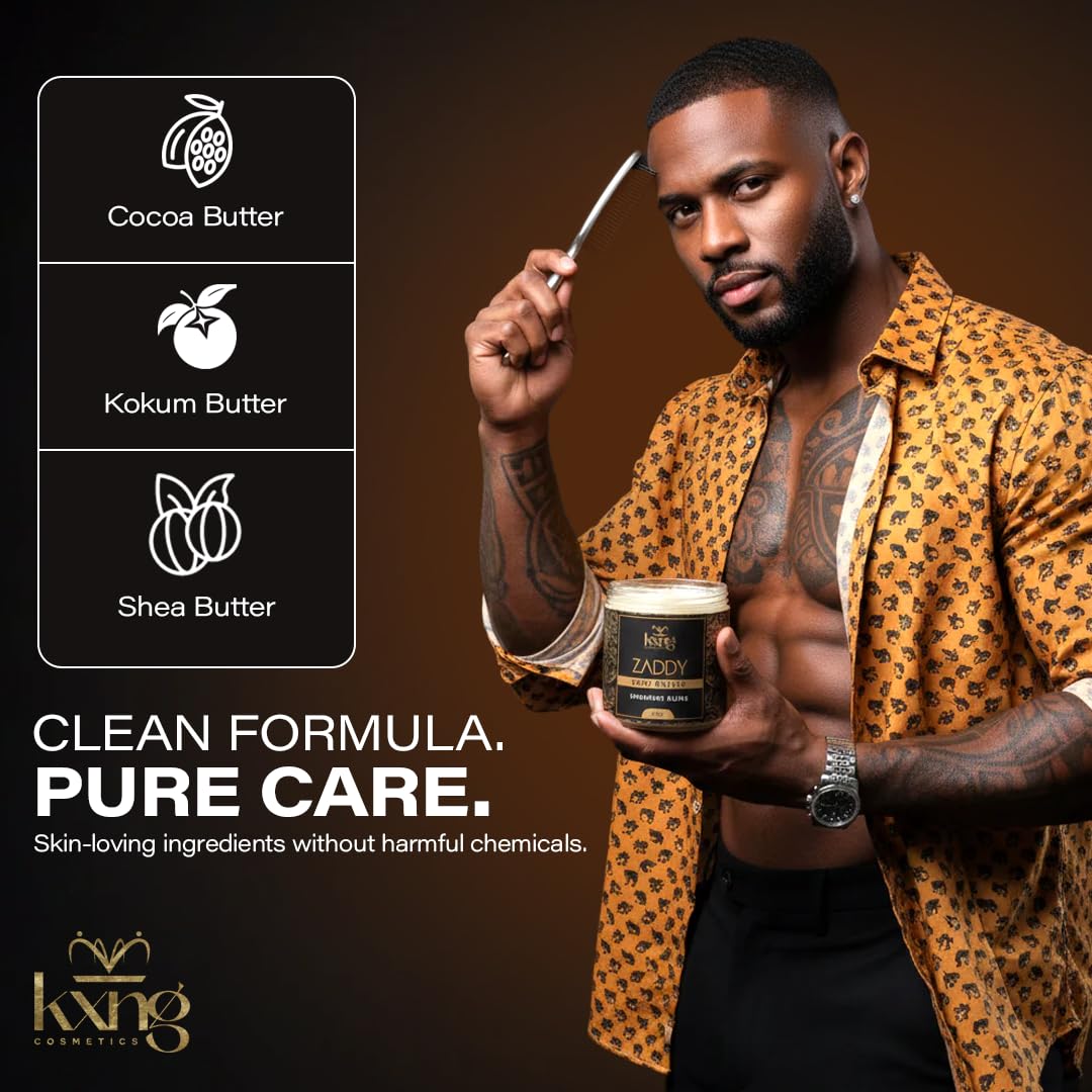 KXNG Cosmetics Organic Shea Body Butter Cream 4oz on dry skin demonstrates lasting moisture.