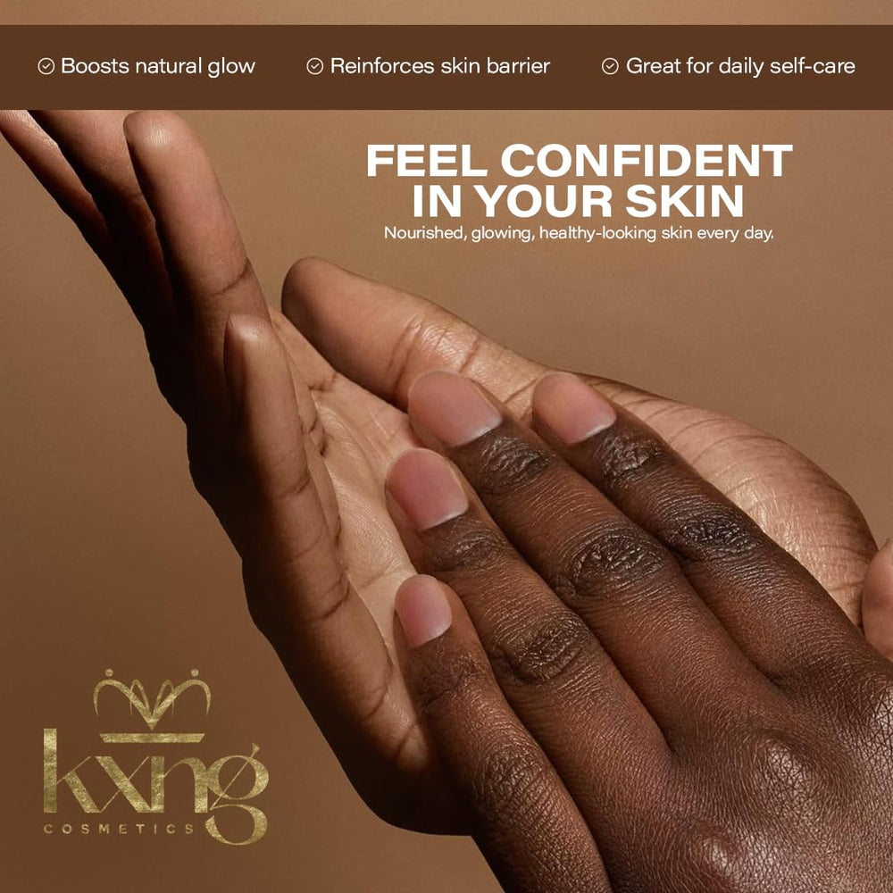 KXNG Cosmetics Organic Shea Body Butter Cream vanilla pepper scent closeup evokes spa-like relaxation.